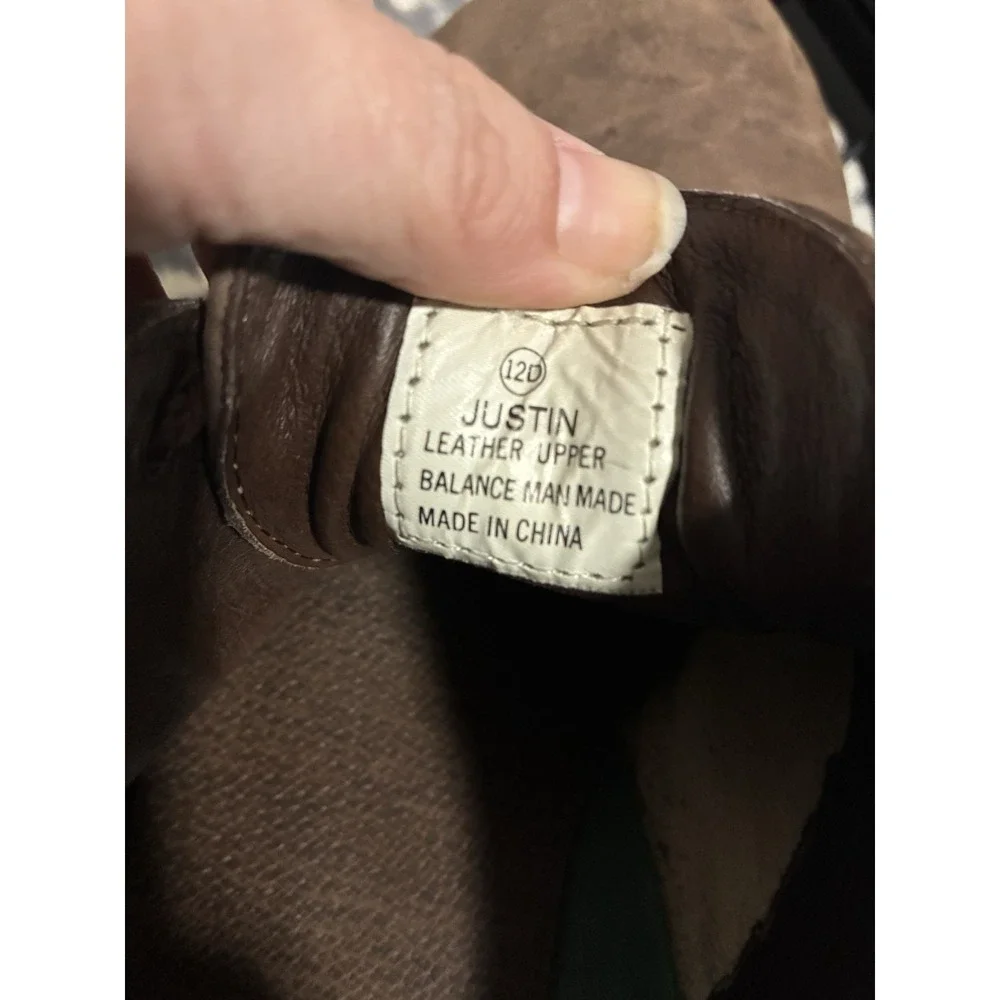 Bugle Boy Justin  men's leather upper brown dress shoes sz 12‎ lace up man made